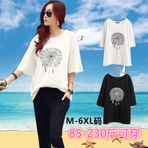 pmm big code women dress fat 230 grams of weight on skinny clothes Fat and fat short sleeve t-shirt female summer Tibetan meat not to show belly
