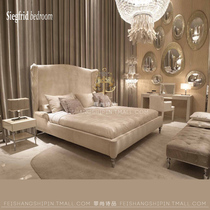 Post-modern Queen Hong Kong-style light luxury double bed modern minimalist high backrest master bed Model Room 2 m bed fashion