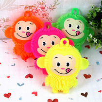 Small luminous hair ball New luminous tongue Q version monkey flash ball vent decompression childrens toys hot sale