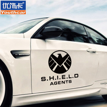 Youxiao Card S H I E L D Car Sticker personality modification side door body decoration sticker Avengers 2 pull flower