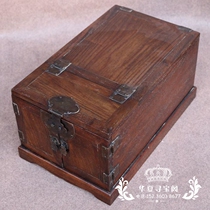 New antique wood crafts wooden box with mirror dressing box solid wood copper buckle long square jewelry box ornaments