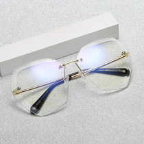 2019 New Yixin with polygon frameless trim gradient sun glasses women Net red round face personality sunglasses tide