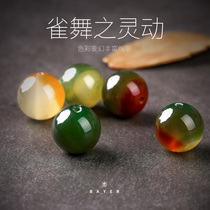 Natural Peacock agate beads scattered beads handmade DIY crystal bracelet handstring earrings accessories material single