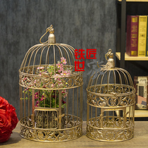 Decorative birdcage large gold retro wrought iron birdcage ornaments Wedding decorative birdcage ornaments birdcage floral art