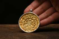 Almost produced Jiugong Bagua brand sterling silver gilt Tibetan characteristic jewelry Tibetan Buddhist auspicious