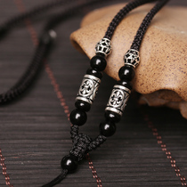 Tongyou Pavilion 925 silver pendant lanyard red agate with rope pendant rope hanging neck Jade chain neck rope