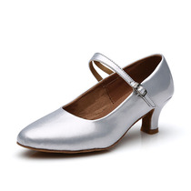 Sansa bright leather womens national standard dance modern dance ballroom dance shoes wool sole soft sole shoes gold and silver black maroon