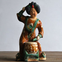 Superb antique Tang three-color ladies do old chubby chicks Fat womans collection Business courtesy home pendulum with high ancient ceramic ware