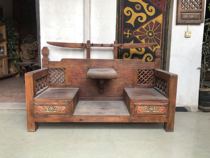 Yunnan old wood furniture pole design carved Zen sofa with drawer tea table Bed and breakfast inn furniture