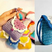 DIY Handmade Wool Thread Crochet Knitting Zero Wallet Cute Skew Satchel Bag Electronic Illustration Photo Tutorial