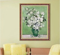 Precision printing new DMC embroidery cross stitch world famous painting Van Gogh oil painting white rose