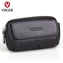 Mens 4 7 5 inches Apple 6S 8 cow leather mobile phone pocket wearing leather strap horizontal genuine leather casual multifunction small bag