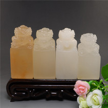 Jinshi seal engraving seal Qinghai litchi frozen stone Beijing lion button head seal 30x30x60mm Shoushan stone practice chapter material