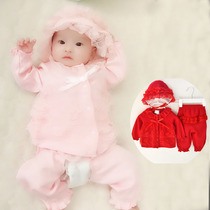 Spring Autumn Dress New Baby Full Moon Gown Suit June Goes Out To Serve Princess Woman Baby Newborn 3 Pieces Of Climbing Suit