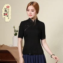 Yue 2021 original summer short sleeve retro modified cheongsam top lace retro Tang Chinese top T-shirt