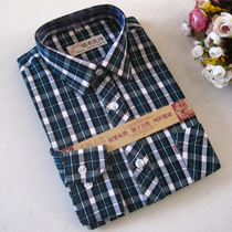 Spring new cotton old coarse cloth mens shirt long sleeve casual striped shirt cotton plaid shirt Mens