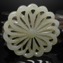 Yu Jian fine old jade collection Hetian Jade Hollow full carving round jade ring Jade flower Pei Auspicious wheel jade