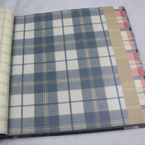 Colored flowers plaid fabric wallpaper rural plaid wallpaper blue American wallpaper study wall skirt