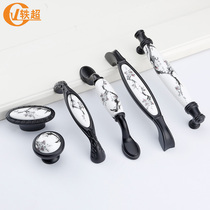 Ink plum blossom European ceramic handle black and white drawer handle cabinet cabinet door Chinese cabinet handle single hole
