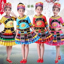 Childrens Miao costumes Girls Miao ethnic minority dance costumes Yunnan Zhuang Li Nu performance costumes