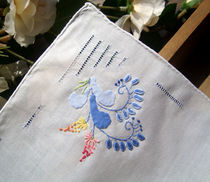Foreign trade hand embroidered embroidered vintage cotton handkerchief White 28CM E value
