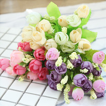 7 color into 15 roses simulation small Tea Bud 1 bunch price photo props simulation flower photography props cloth art flower