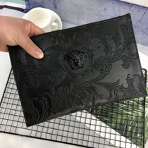 Medusa New Genuine Leather Handbag Men and Europe Fashion Bull Leather Letters Enveloping Boomer Hand Grab Bag Mens Hand Grip Bag