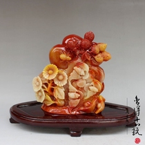 Antique carved Shoushan stone ornaments stone crafts Jade Jade landscape stone home decoration feng shui ornaments