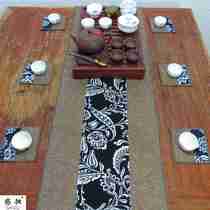 Cotton Hemp Cloth Art China Wind Modern Simplicity Retro Aqua Water Ink Green Flower Porcelain Neo Classical Tea Table Flag Strip Table Cloth 30cm