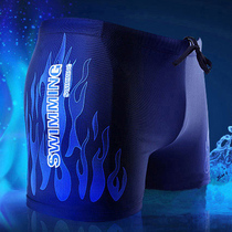 Comfortable plus size mens flame boxer swimming trunks fashion quick-drying mens four-corner swimming shorts sunscreen quick-drying