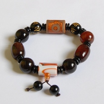 Natural matte fantasy agate with entangled silk agate celestial beads mens bracelet old agate retro bracelet 21#