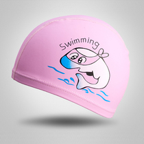 Childrens swimming cap waterproof ear protection PU cap childrens long hair coated cartoon shape swimming cap