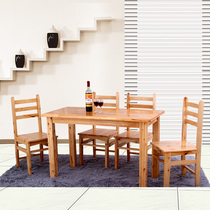 Chengdu cypress dining table and chair Noodle restaurant Snack bar Simple solid wood four-person dining table Restaurant Riser restaurant waiting table