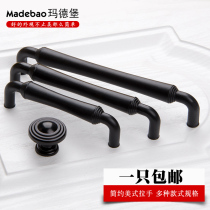 Madeburg lengthened solid thickened black handle European style American cabinet door handle cabinet Drawers Furniture Doorknob
