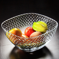 European imported transparent glass fruit plate living room European simple large fruit basin fruit bowl fruit bucket dry fruit plate candy plate