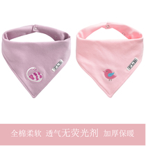 Autumn and winter thickened baby triangle scarf female saliva towel newborn baby boy pure cotton double-layer bib mouth without fluorescent agent