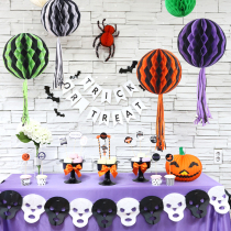 Halloween ghost festival decoration decoration hanging paper flower ball paper fan flower school shopping mall store activity supplies hanging decoration