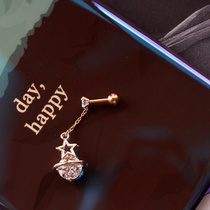 Cosmic Saturn earrings thick rods Korea Starry Sky earrings Korean earrings zircon constellation crystal pendant earrings single