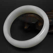 Jianyu boutique small caliber Xinjiang Hetian white jade bracelet fat powder good whiteness white jade bracelet 54mmS1