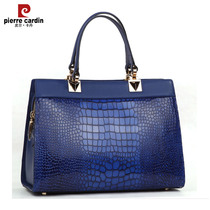 Pierre Cardin crocodile leather womens bag cowhide handbag Europe and America womens Hand bag tide fashion New