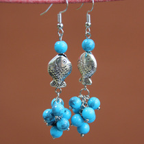 Ethnic vintage Joker Sweet Water Drop Earrings Ethnic Dance Earrings Ladies Earrings Small Fish Special
