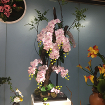 New Chinese peach blossom branch Phalaenopsis simulation flower arrangement decoration potted fake flower living room decoration large size
