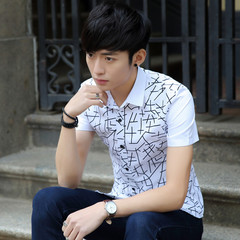 夏季男士短袖白衬衫韩版格子发型师装修身商务半袖衬衣男寸潮