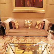 Post-modern solid wood three-person sofa model room fabric leisure sofa living room sofa custom d196
