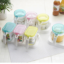 Kitchen glass sealing box set flavor box salt cans 3 pieces with spoon