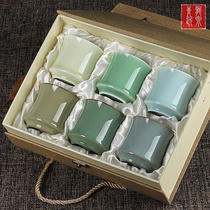 Longquan celadon Gao Kiln Ice Cracking Office Six-color Water Cup Tea Cup Tea Cup Set Kung Fu Tea Set Ceramic Cup