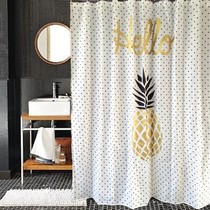 Foreign trade export thickened mildew-proof waterproof quick-drying polyester cloth shower curtain partition curtain not close pineapple with lead pendant