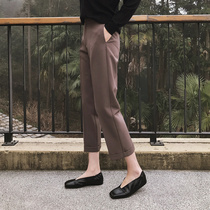 The shopkeeper pushed thin legs loose straight hot warp flanging nine-point straight cigarette tube pants suit pants women