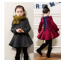 2017 New Autumn Winter Dress new Korean children Girls bow thick plus velvet long sleeve princess dress