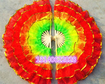 Dance prop fan 14 polished fan bone double-sided three-color gradient Yangko fan
